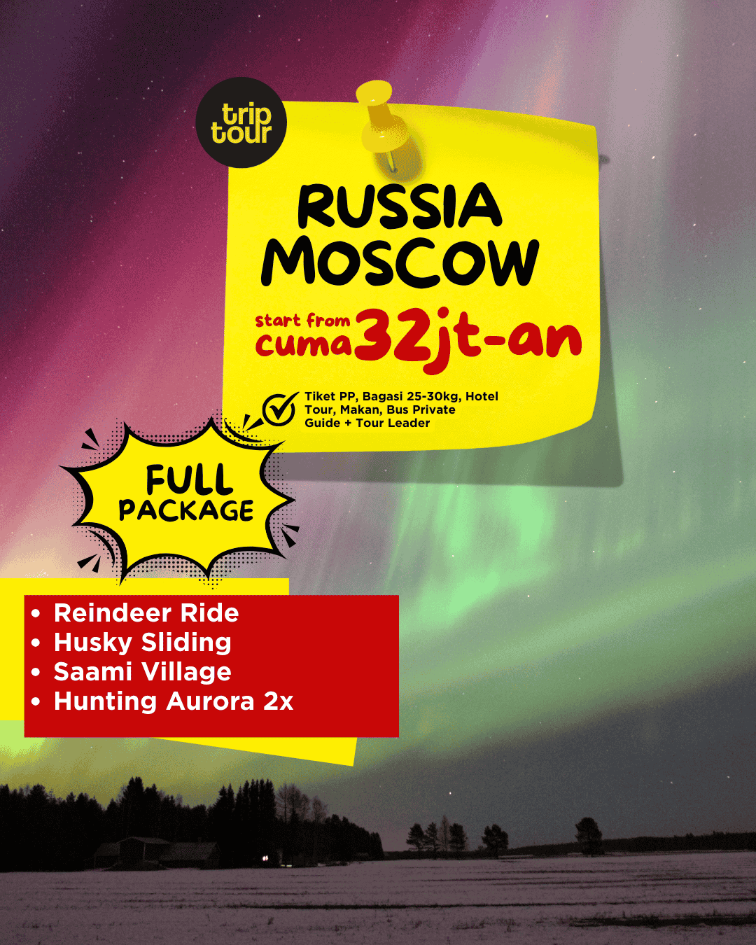 Winter Russia Murmansk Full package Eropa Russia Moscow 8 Days By EY